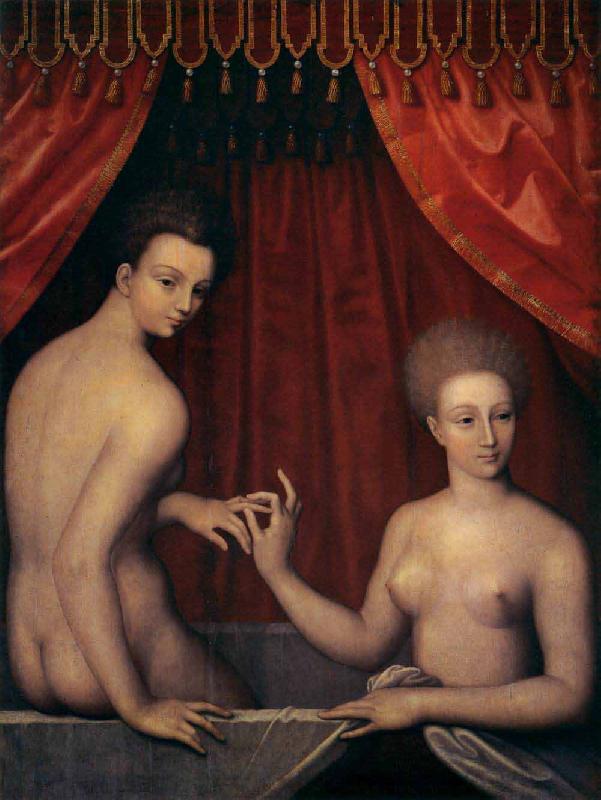 School of Fontainebleau Portrait of Gabrielle Estrees with her Sister oil painting image
